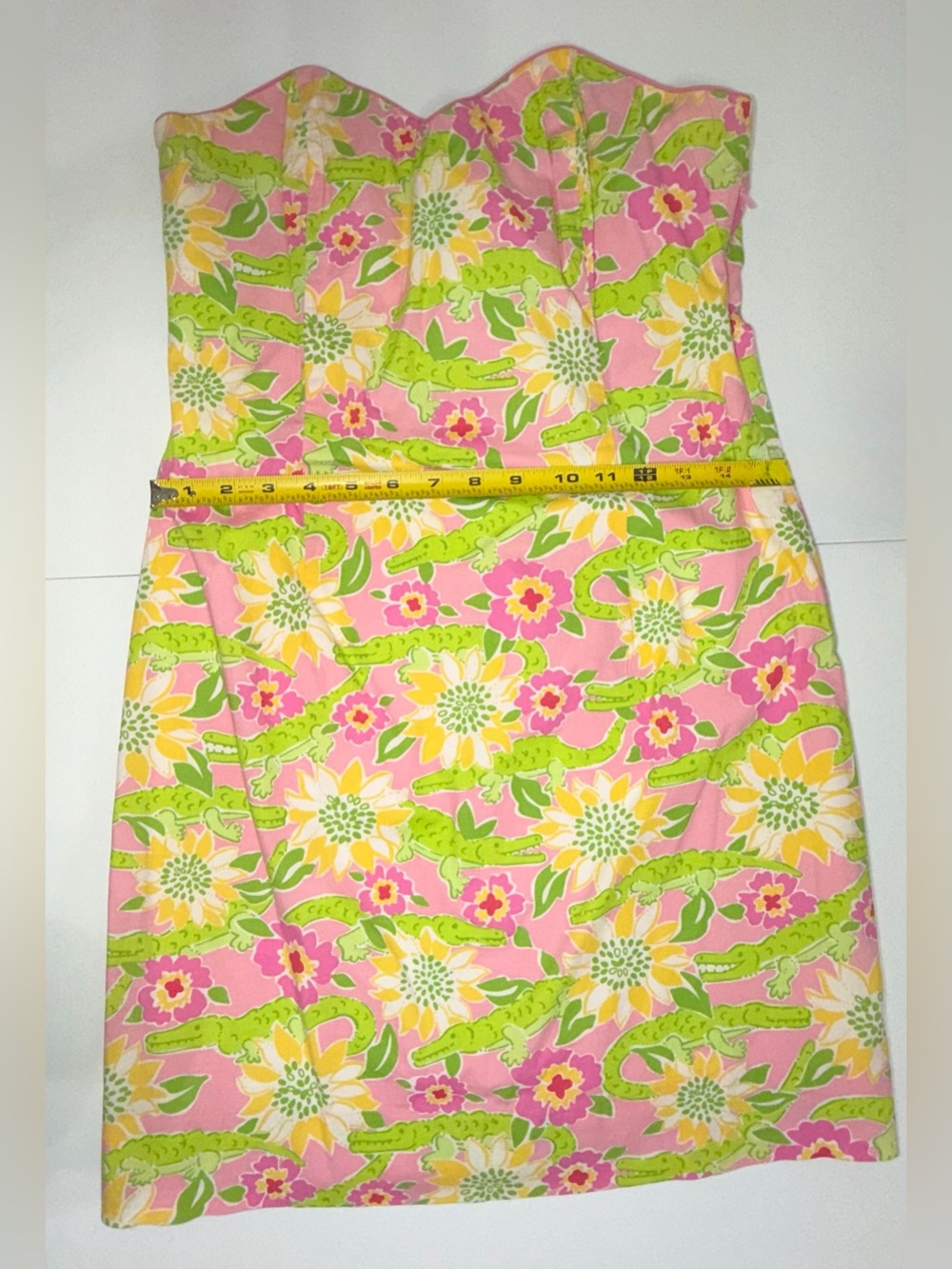 Lilly Pulitzer Vintage Croc Monsieur Strapless Mini Dress Size 6 EUC Alligator - Picture 4 of 12